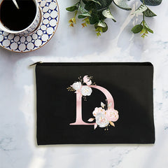 Girl Makeup Bag Pink Letter Pattern Organizer Pouches