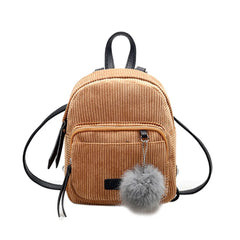 Winter Velvet Mini Backpack with Fur Ball