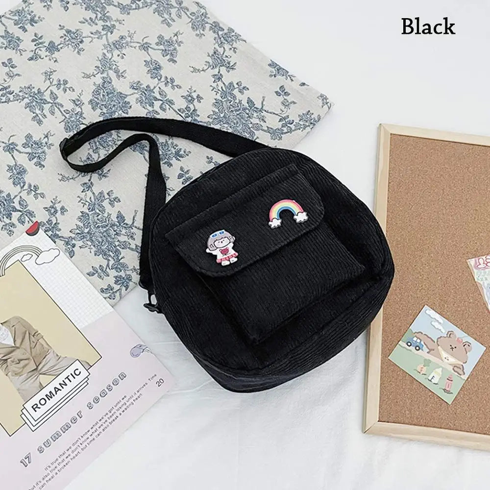 Corduroy Small Backpack Girl Travel Women Shoulder Bag