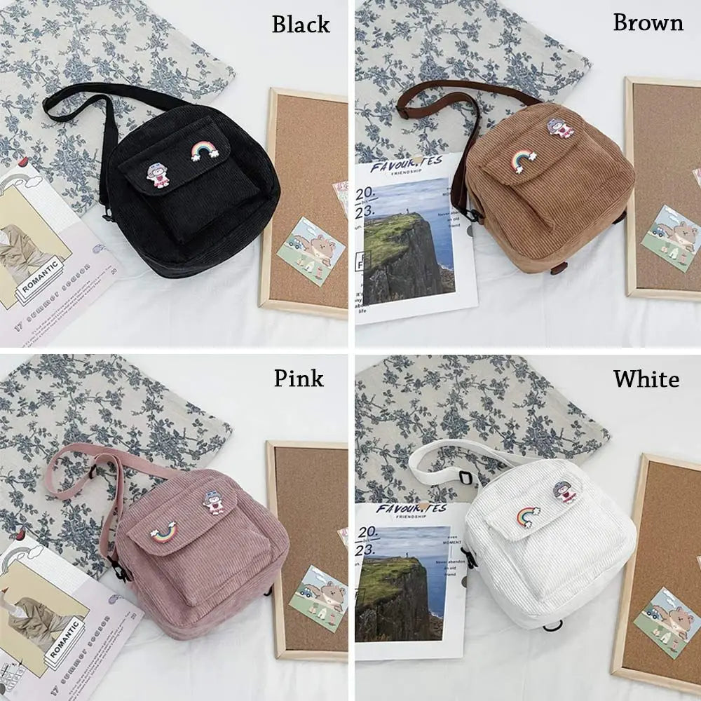 Corduroy Small Backpack Girl Travel Women Shoulder Bag