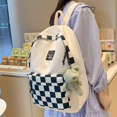 Women's College Backpack Plaid Harajuku Laptop Bag
