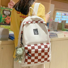 Women's College Backpack Plaid Harajuku Laptop Bag