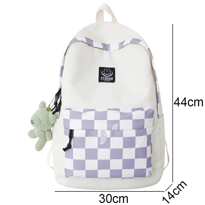 Women's College Backpack Plaid Harajuku Laptop Bag