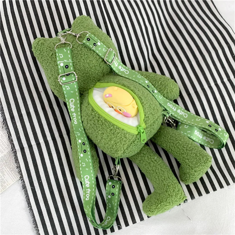 Girl Plush Frog Doll Bag Cartoon Baby Backpack