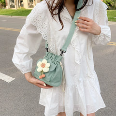 Small Canvas Crossbody Bag for Women Handbag Flower Messenger
