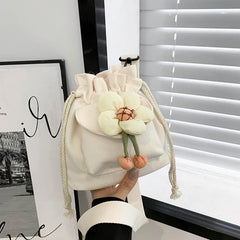 Small Canvas Crossbody Bag for Women Handbag Flower Messenger