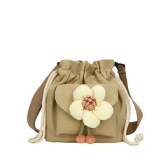 Small Canvas Crossbody Bag for Women Handbag Flower Messenger