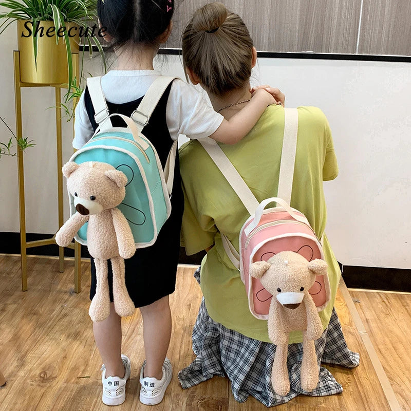 Cartoon Bear Kids School Bags Canvas Backpack