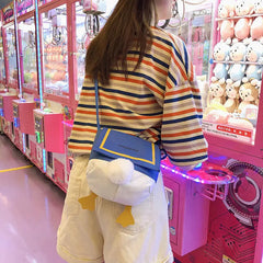 Women's Canvas Bucket Bag Nylon Shoulder Crossbody Lady Zipper Sweet Duck's Ass