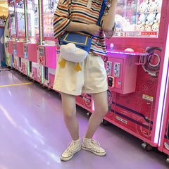 Women's Canvas Bucket Bag Nylon Shoulder Crossbody Lady Zipper Sweet Duck's Ass