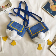 Women's Canvas Bucket Bag Nylon Shoulder Crossbody Lady Zipper Sweet Duck's Ass