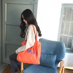Canvas Tote Bag Letter Casual Shoulder Bag