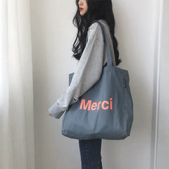 Canvas Tote Bag Letter Casual Shoulder Bag