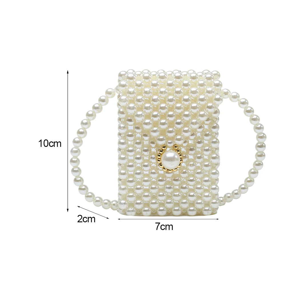 Mini Messenger Bag Women's Casual Pearl Lipstick Purse Shoulder Bags