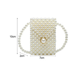 Mini Messenger Bag Women's Casual Pearl Lipstick Purse Shoulder Bags