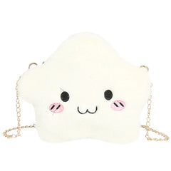 Girls Cartoon Crossbody Bag Plush Shoulder Purse with Metal Chain Strap