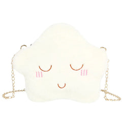 Girls Cartoon Crossbody Bag Plush Shoulder Purse with Metal Chain Strap