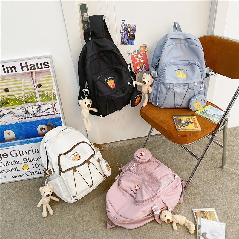 Girls Cartoon Schoolbag Women's Backpack Waterproof School Bag Preppy Style Bag