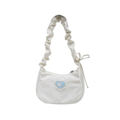 Heart Print Canvas Crescent Bag Shoulder Bag Casual Tote Bag