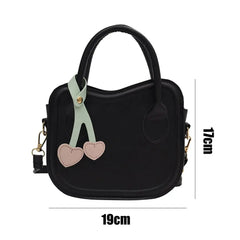 Small Cherry Handbags Small Fresh Shoulder Cross-body Bag Women PU Solid Biscuit