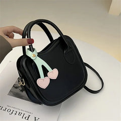Small Cherry Handbags Small Fresh Shoulder Cross-body Bag Women PU Solid Biscuit