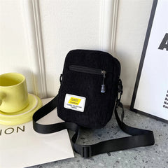 Corduroy Zipper Phone Bag Women Autumn Winter Crossbody Shoulder Handbag