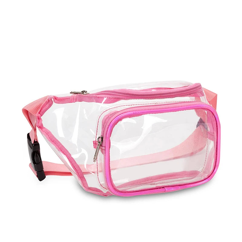 Girls Waterproof Clear PVC Fanny Pack Adjustable Vinyl Waist Bag Women