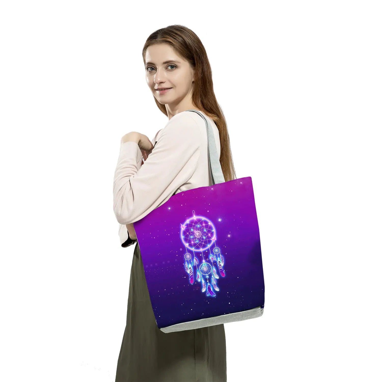 Feather Printed Woman Shoulder Bag Bohemian Style Dream Catcher
