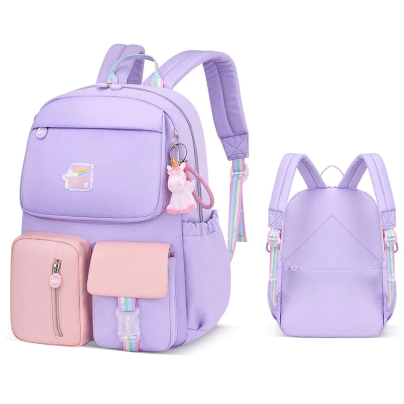 Girls Kids Backpack Schoolbag Rucksack Primary Bookbags with Pendant