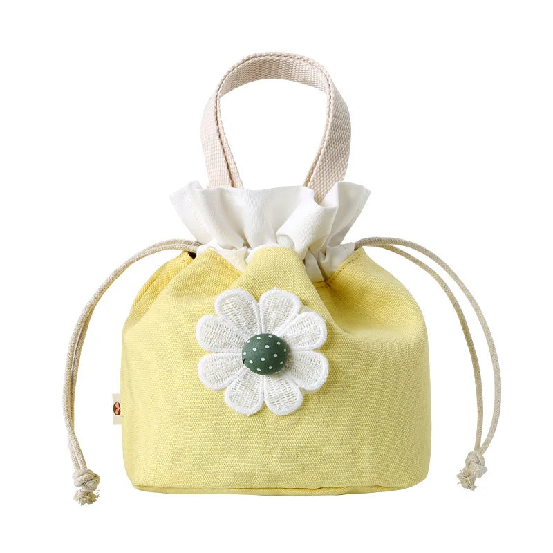 Flower Storage Bag Makeup Bags Drawstring Portable Handbag