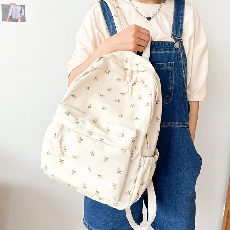 Girls Medium Backpacks Womens Backpack Purse Teens Flower Print