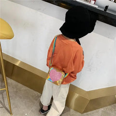 Girls Mini Crossbody Hand Bag Children's PU Leather Rainbow Love Princess Coin P