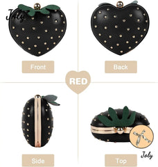Mini Strawberry Crossbody Handbag Love Rivet Shoulder Bag Clutch Evening Box