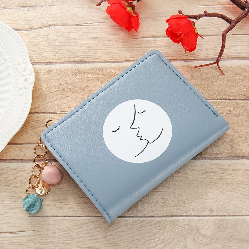 Girls PU Leather Short Wallets Women Cartoon Coin Purses Clutch Students' Card H