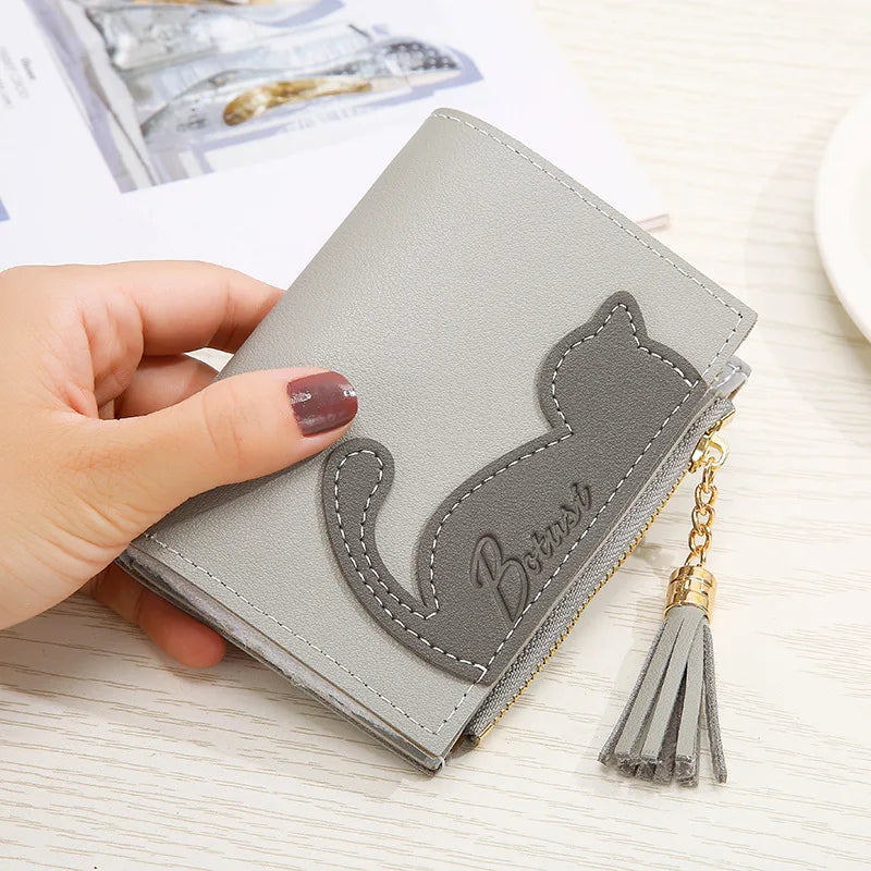 Girls PU Leather Short Wallets Women Cartoon Coin Purses Clutch Students' Card H