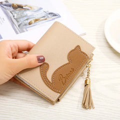 Girls PU Leather Short Wallets Women Cartoon Coin Purses Clutch Students' Card H