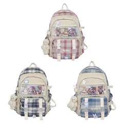 Girls Plaid School Bag Large Capacity Rucksack
