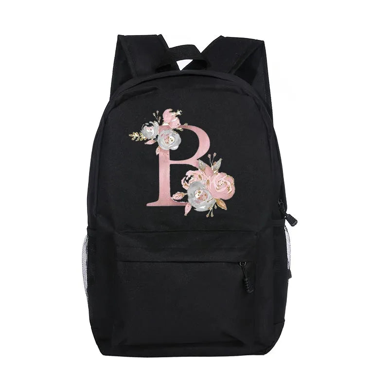 Child Pink Letter Print Backpack Kindergarten Schoolbag