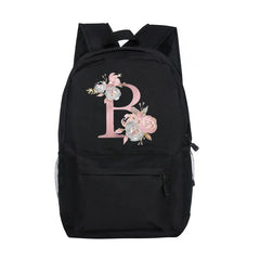 Child Pink Letter Print Backpack Kindergarten Schoolbag