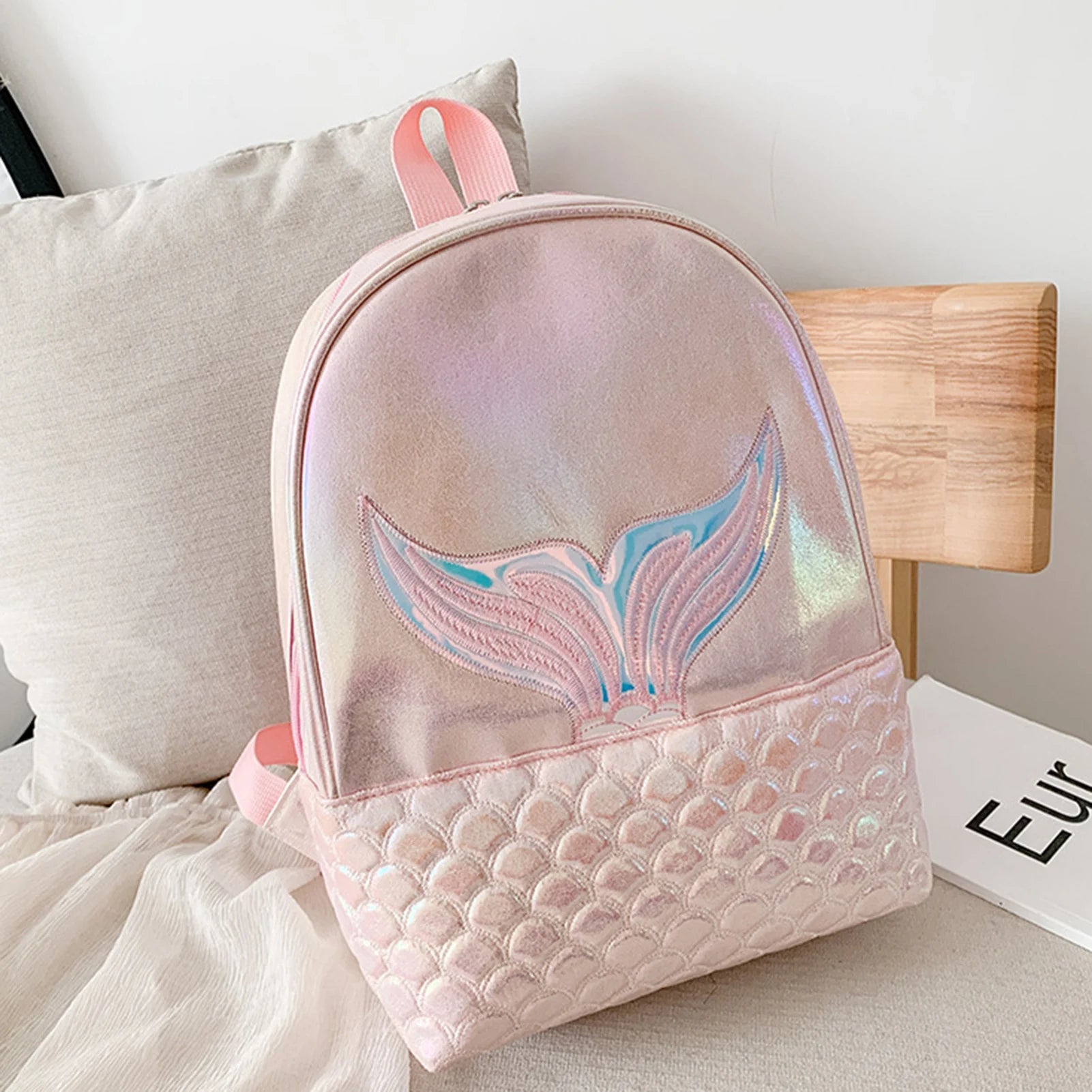 Girls Sequined Fish Tail Backpack Zipper Dream School Bag
