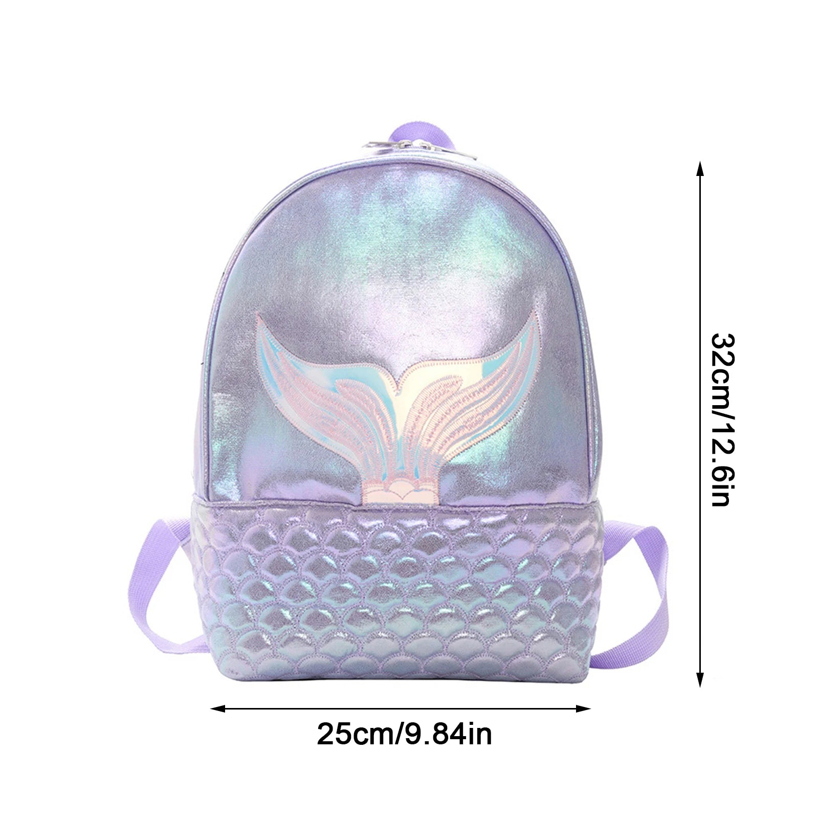 Girls Sequined Fish Tail Backpack Zipper Dream School Bag