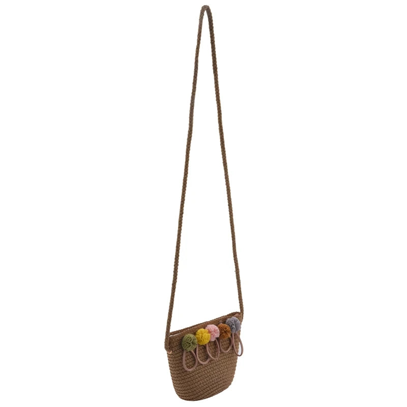 Girls Straw Rattan Weave Crossbody Bag For Baby Girls