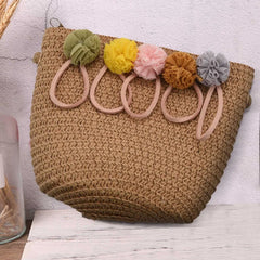 Girls Straw Rattan Weave Crossbody Bag For Baby Girls
