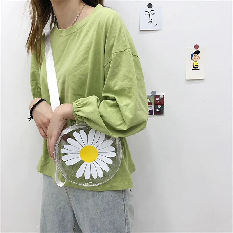 Girls Summer Print Daisy Transparent Bags Female Jelly PVC Style Large