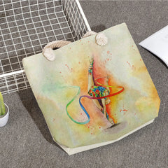 Watercolor Gymnastics Art Print Tote Bag - High Capacity Handbag for Women