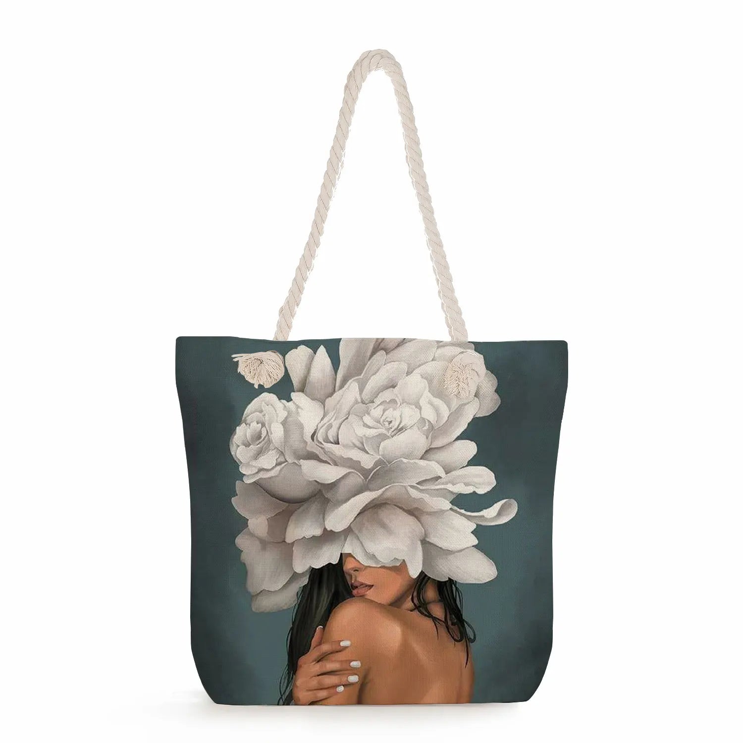 Feathers Abstract Print Tote Bag for Women - High Capacity Handbag