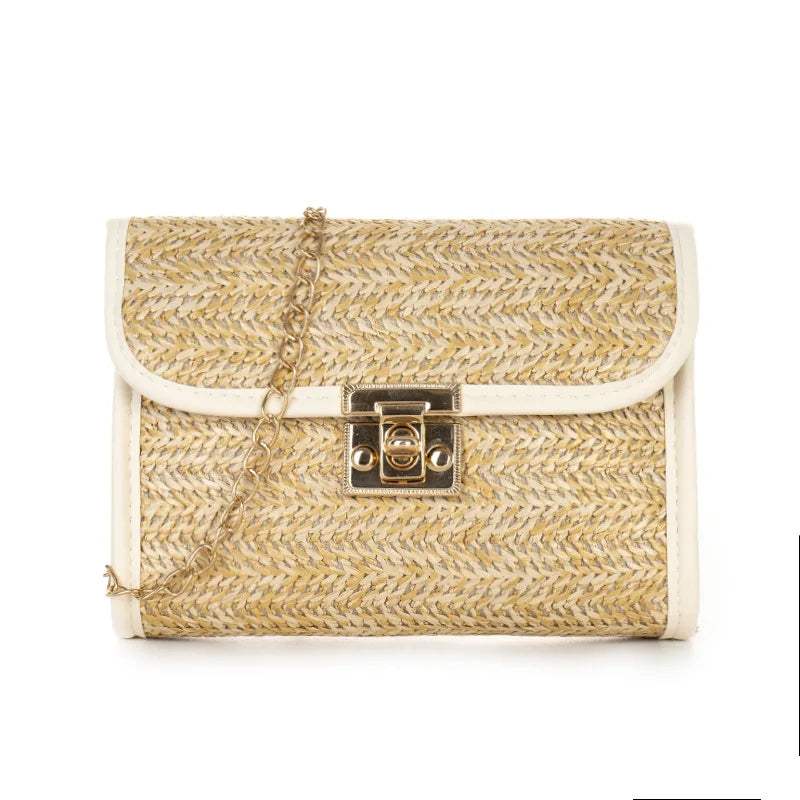 Women's Woven Straw Messenger Bag Small Square Bag