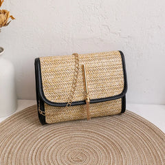 Women's Woven Straw Messenger Bag Small Square Bag
