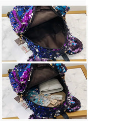 Glitter Women Sequins Backpack Ears Double Shoulder Bag Mini Bling Backpacks