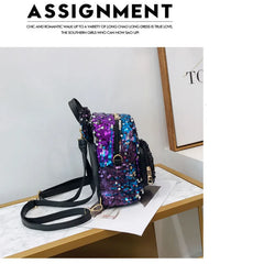Glitter Women Sequins Backpack Ears Double Shoulder Bag Mini Bling Backpacks